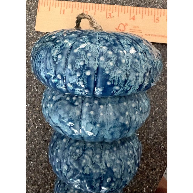 Blue Vintage Blue Glazed Studio Pottery Stacked Ceramic Wind Bell Hanging Sculpture For Sale - Image 8 of 8