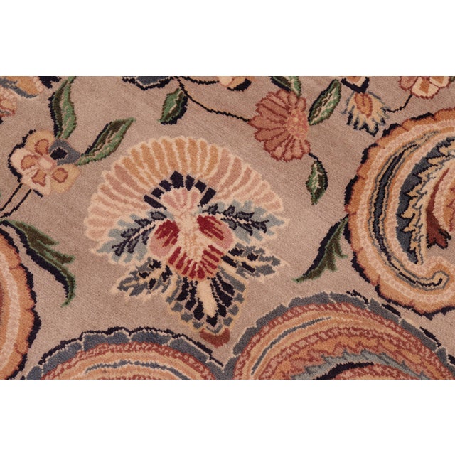 One of a Kind Floral Pak-Persian Gray/Tan Wool Rug - 8'1'' X 10'4'' For Sale In New York - Image 6 of 9