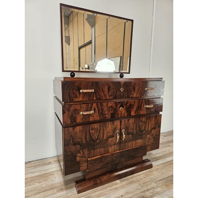 Art Deco Walnut Burl Sideboard with Mirror, 1940, in Very Good conditions. Designed 1920 to 1949
