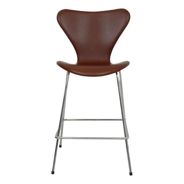 Bar Stool in Mokka Classic Leather from Arne Jacobsen For Sale