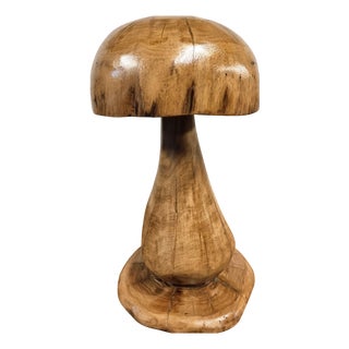 Handcrafted Oak Mushroom Table Lamp, 2010s For Sale