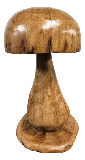 Handcrafted Oak Mushroom Table Lamp, 2010s