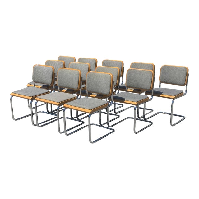 Thonet Marcel Breuer Cesca Chrome Chairs - Set of 12 For Sale