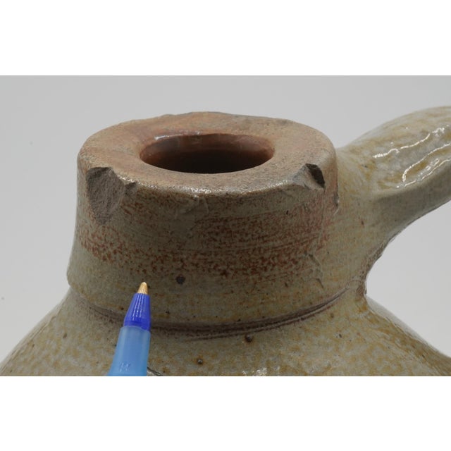 Ceramic Antique Blue Stoneware Crock Jug W. Handle W. Bird For Sale - Image 7 of 11