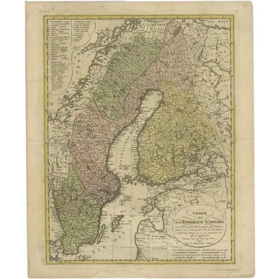 Sweden and Scandinavia Antique Map by F.L. Güssefeld, Homann Heirs, 1793s For Sale