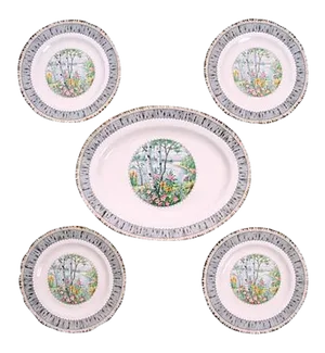 Royal Albert Silver Birch Platter/Plates, S/5