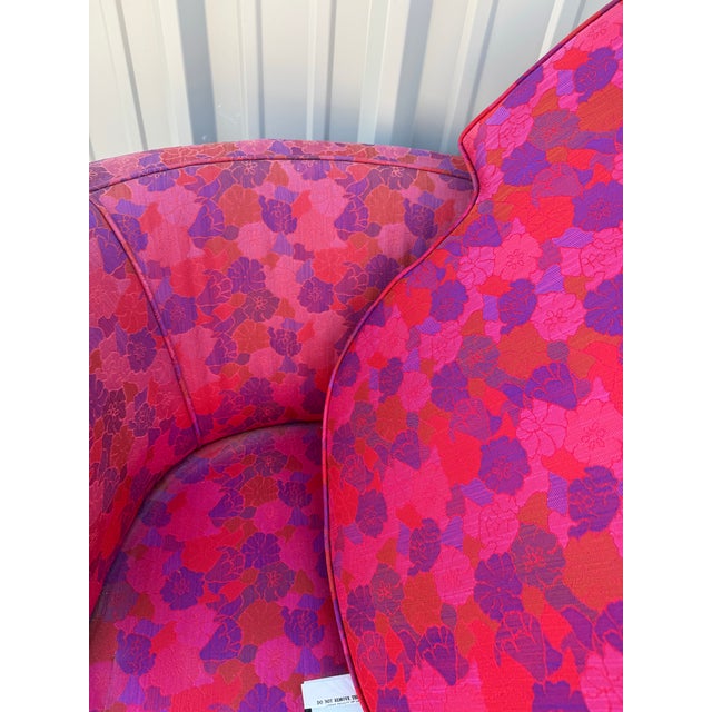 Textile Pair if Mid Century Barrel Chairs by Harvey Probbler For Sale - Image 7 of 10