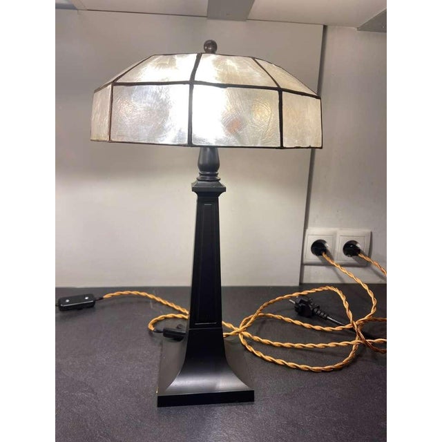 Early 20th Century Table Lamps With Faceted Capiz Shades - a Pair For Sale - Image 6 of 7