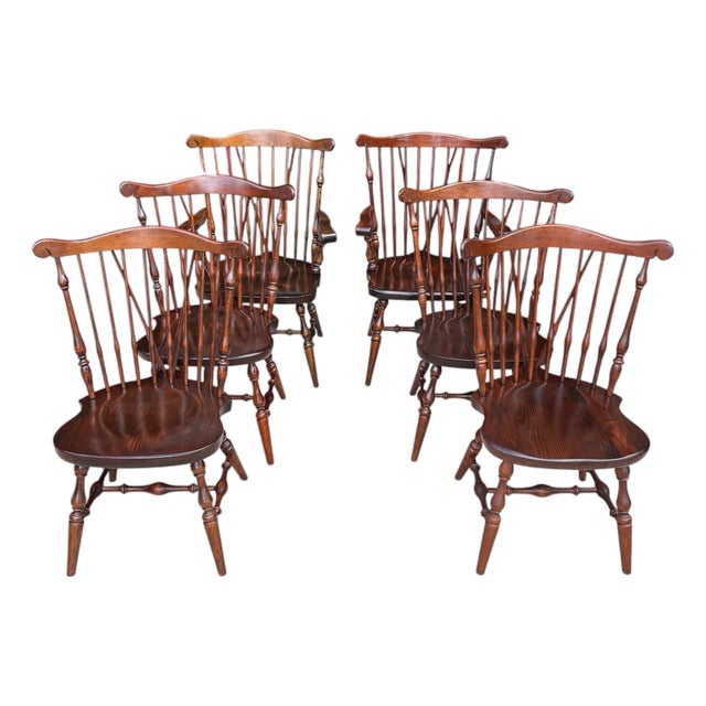 Vintage Ethan Allen Old Tavern Fiddle Back Chairs – Excellent Condition For Sale