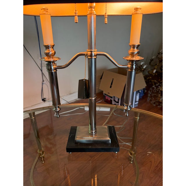 Empire Satin Nickel Plated Table Lamp For Sale - Image 4 of 5