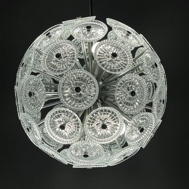 Metal Vintage Crystal Dandelion Chandelier, Italy, 1960s For Sale - Image 7 of 13