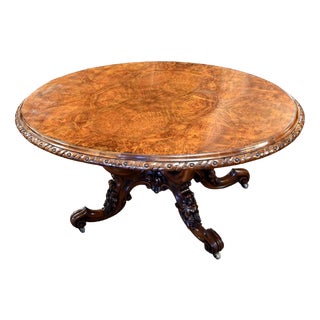 Victorian Burr Walnut Oval Centre Table, 1890 For Sale