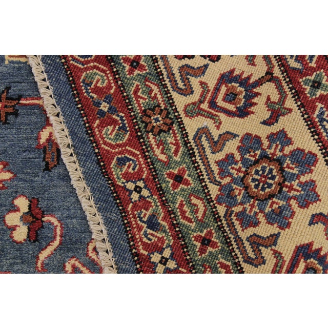 Textile Bohemian Kazak Blue/Ivory Wool Octagon Rug- 7'8'' X 7'9'' For Sale - Image 7 of 10