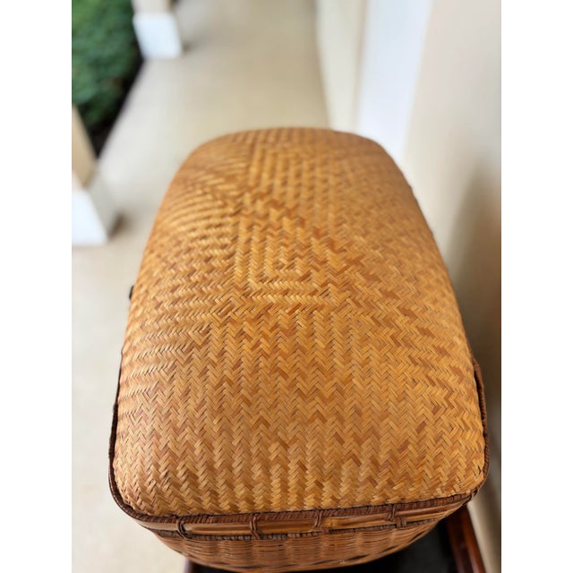 Ficks Reed Rattan, Wicker Storage Basket. Large Enough for Blanket Storage. For Sale - Image 4 of 9