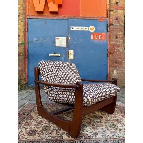 Mahogany Armchair with Aubergine Circular Pattern For Sale - Image 11 of 11