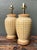 Wood Vintage Glazed Ceramic Grid Lamps - A Pair For Sale - Image 7 of 12