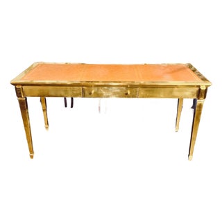 Italian John Vessey Style Brass Desk For Sale