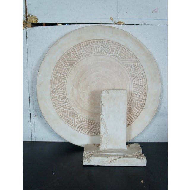 Mid 20th Century Mid 20th Century Vintage Southwestern Style Chalkware Art Sculpture Charger Plate With Stand For Sale - Image 5 of 12