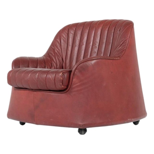 Cyprea Armchair in Leather attributed to Afra and Tobia Scarpa for Cassina, 1970s For Sale