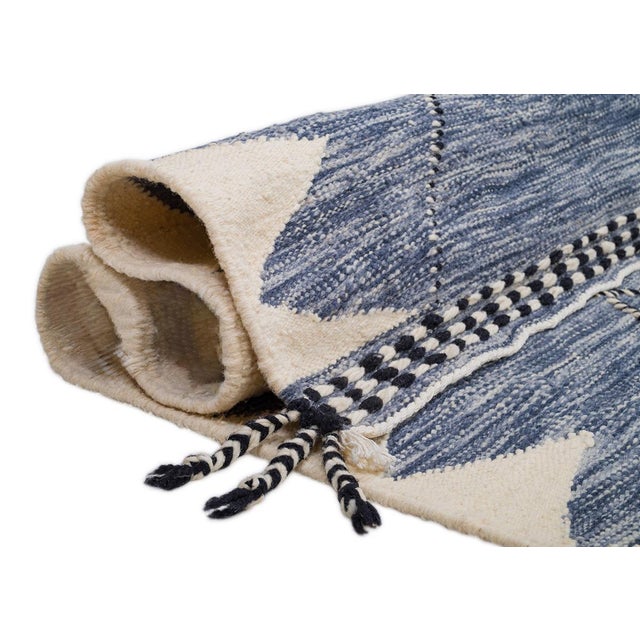 Textile Moroccan Flatweave Wool Rug by Azele Studio For Sale - Image 7 of 9