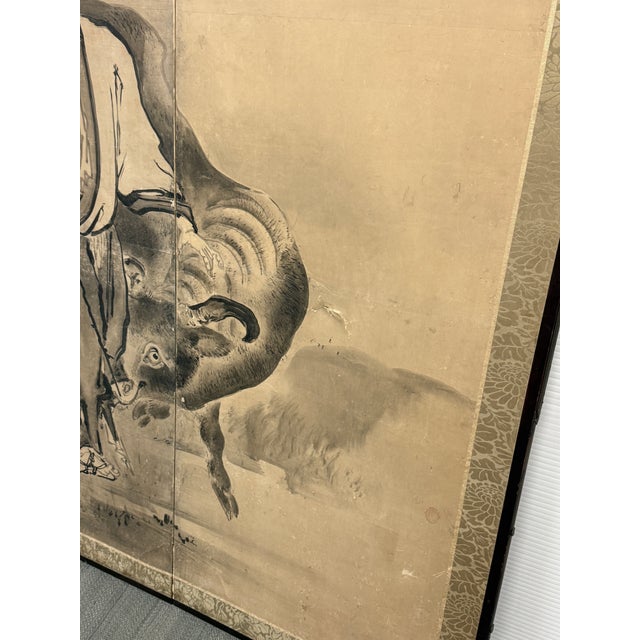 Japanese Byobu Taoist Folding Divider, Antique For Sale - Image 10 of 15