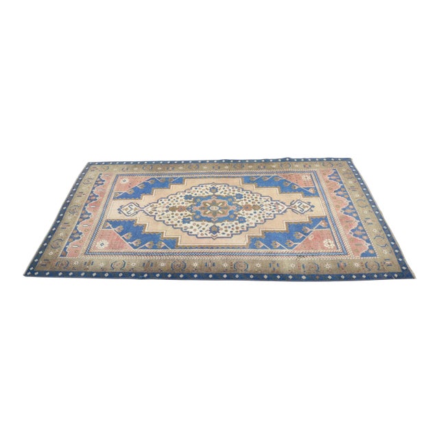 1960s Rustic Farm House Decor Hand Knotted Rug For Sale