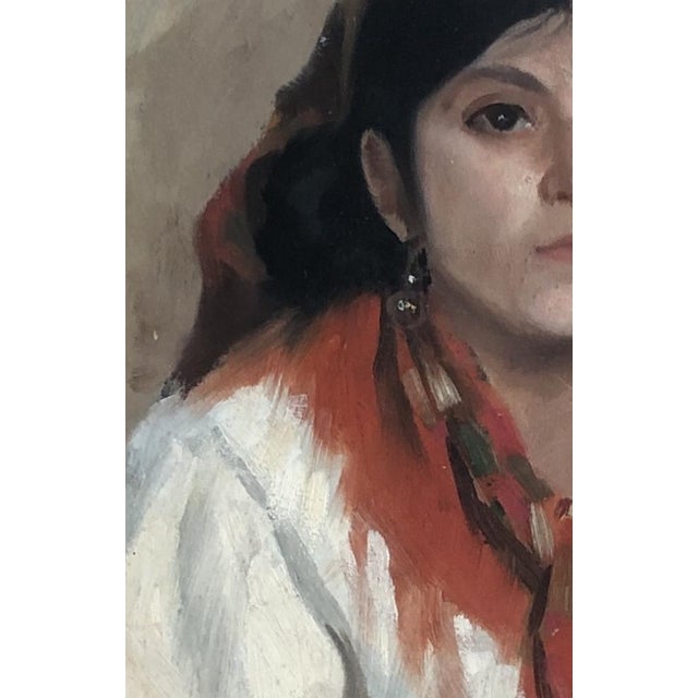 Edouard Morerod, Jeune Fille Espagnole au Foulard, Oil on Cardboard, Framed For Sale - Image 6 of 10