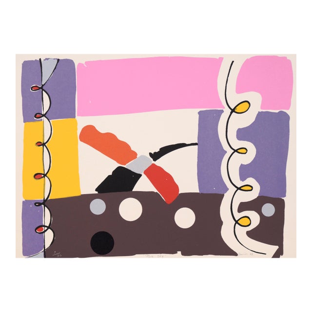 1980s "Pink Sky" Abstract Geometric Screen Print Numbered 7/30 by Harvey Daniels For Sale