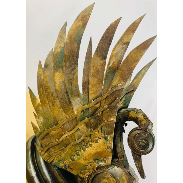 Brutalist Bronze Swan Statues, Mid-20th Century Pair on Black Base For Sale - Image 12 of 13