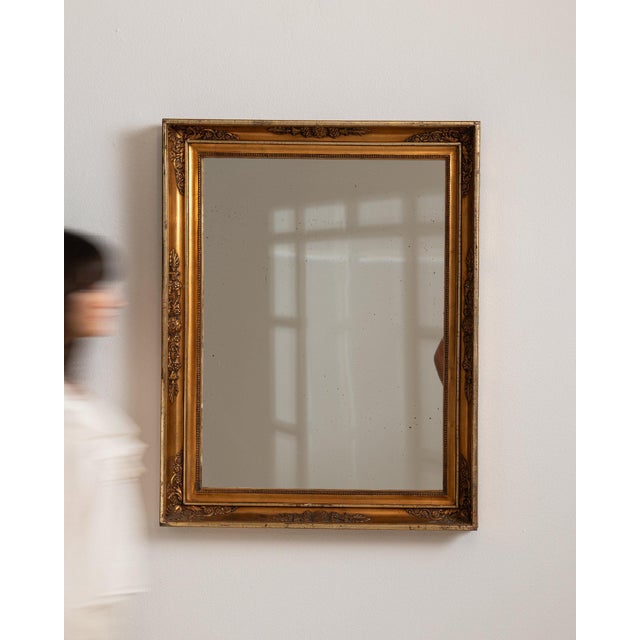Gold 19th Century France Antique Gold Carved Giltwood Mirror For Sale - Image 8 of 9