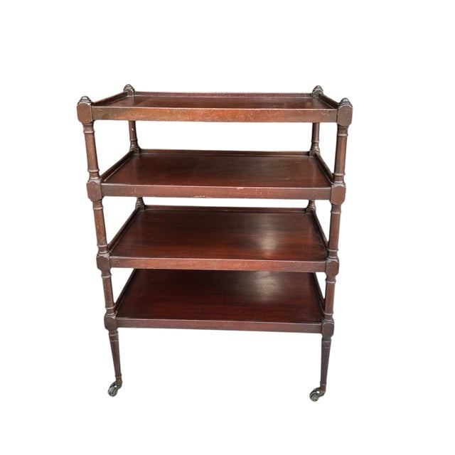 Vintage Mahogany Four Tier Serving Utility Table For Sale - Image 4 of 6