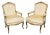 Pair 19th C. French Louis XV Style Giltwood Armchairs For Sale