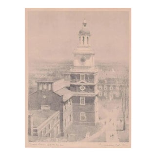 1958 Grant Simon Independence Hall Lithograph For Sale