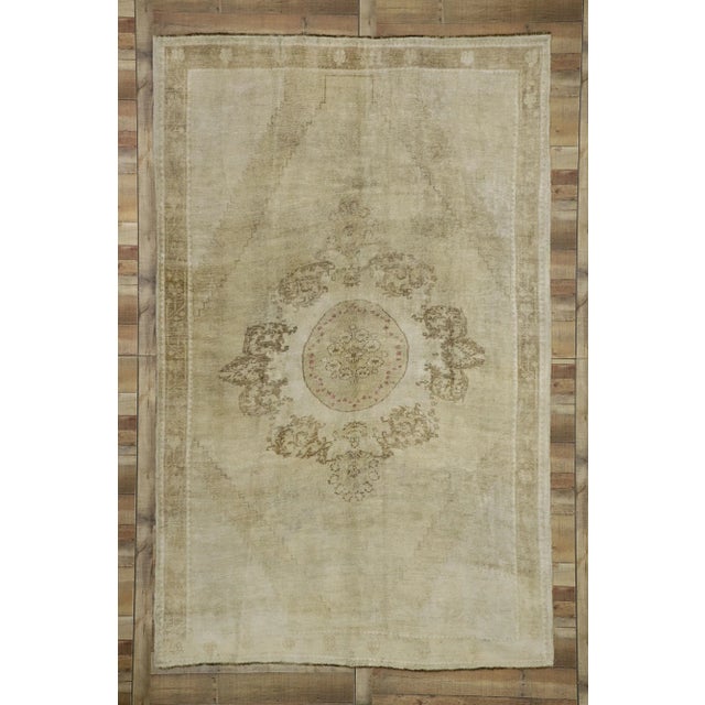 Textile Vintage Turkish Oushak Rug - 07'03 X 11'05 For Sale - Image 7 of 9