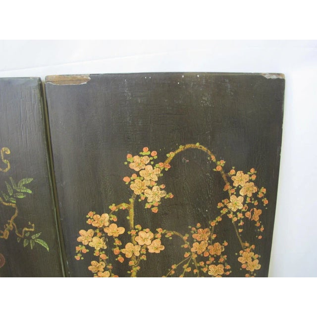 Brown Hand Painted Decorative Chinese Floral Panels - Set of 5 For Sale - Image 8 of 10
