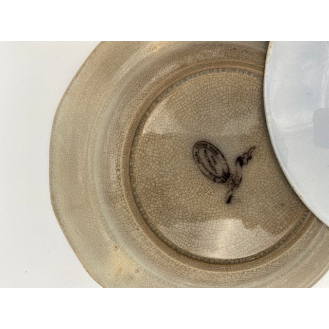 Antique P. W. & Co. Black Mulberry Ware Plates, “Washington’s Vase” - Set of 8 For Sale - Image 9 of 13