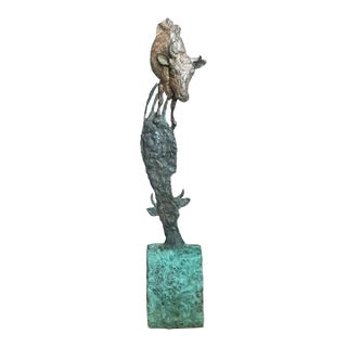 Vintage Sculptural Bronze Bull Statue For Sale