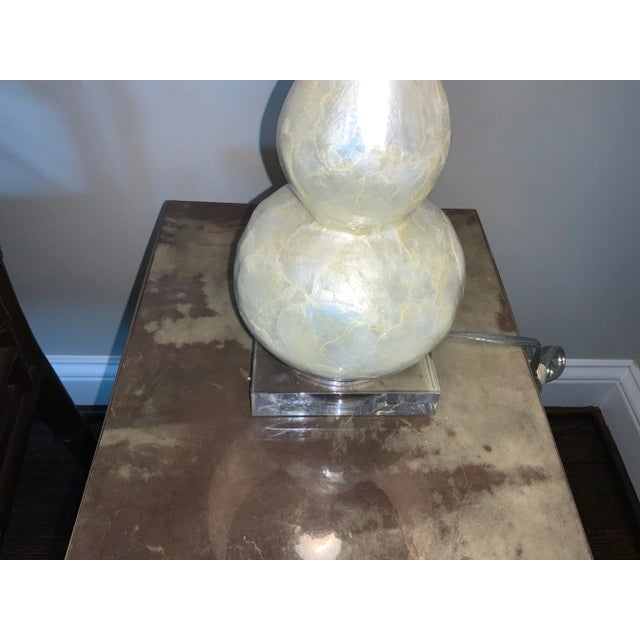 Ceramic Petite 1980s Vintage Pearlescent Ivory Table Lamp For Sale - Image 7 of 13