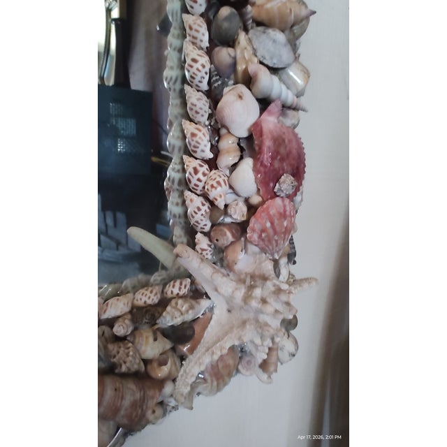 Glass Vintage Handcrafted California Seashell Mirror For Sale - Image 7 of 18