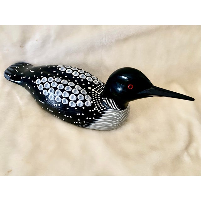 Vintage L. L Bean Stunningly Exquisite Common Loon Beautifully Carved and Painted Wooden Decoy Folk Art Statue...
