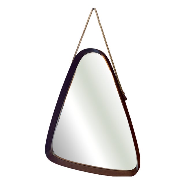 Mid-Century Modern Teak Triangular Mirror, 1960s For Sale