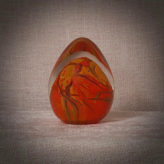 Mid-Century Modern Murano Art Orange Glass Egg, Italy, 1980s For Sale - Image 7 of 11