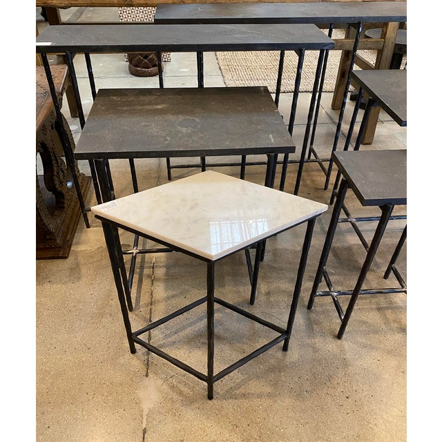 Metal Modern Marble & Iron Diamond Side Table For Sale - Image 7 of 7