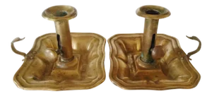 Brass Bedchamber Candlesticks - a Pair
