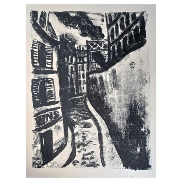 Jean Gabriel Daragnès, Streets in Montmartre (Rue St.Vincent), 1946, Original Lithograph For Sale