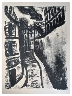 Jean Gabriel Daragnès, Streets in Montmartre (Rue St.Vincent), 1946, Original Lithograph