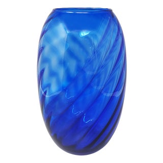 Large Blue Vase by Ind. Vetraria Valdarnese, Italy, 1970s For Sale