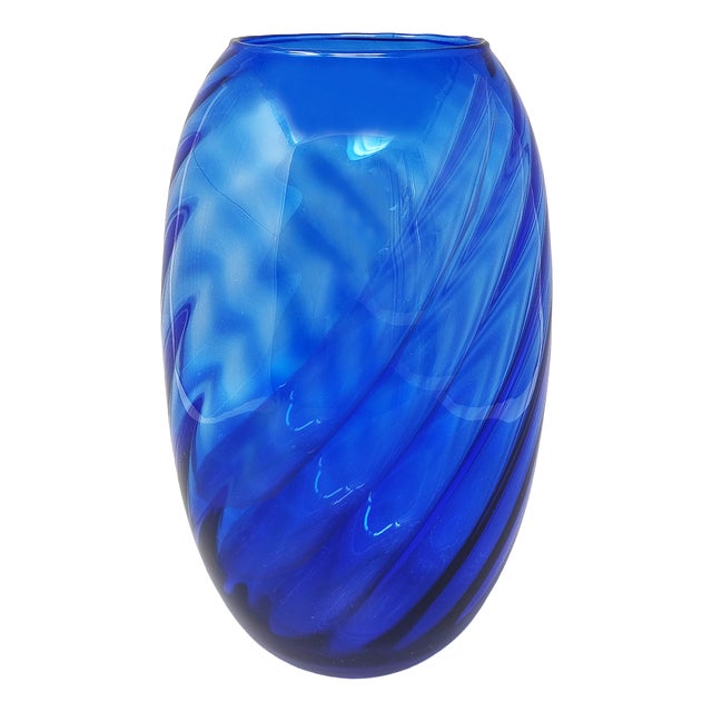 Large Blue Vase by Ind. Vetraria Valdarnese, Italy, 1970s For Sale
