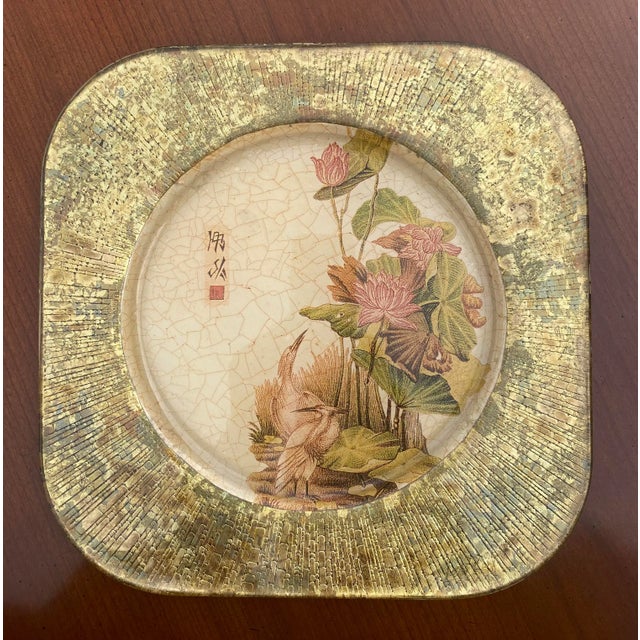 1990s Vintage Lesley Roy Hand Made Decorator Reverse Painted Glass Plate For Sale - Image 5 of 12
