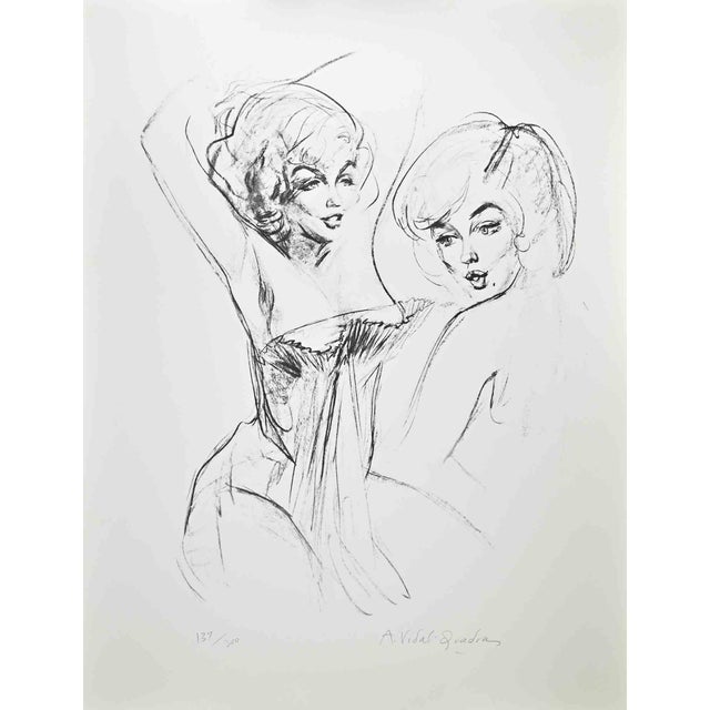 Alejo Vidal-Quadras, Double Marilyn, Lithograph, Mid-20th Century For Sale